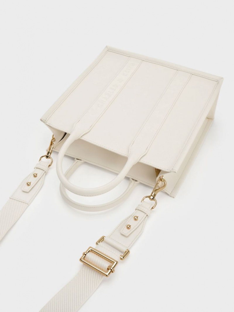 τσάντεσ tote Charles And Keith Clover Trapeze κρέμα | 89213-BMUF