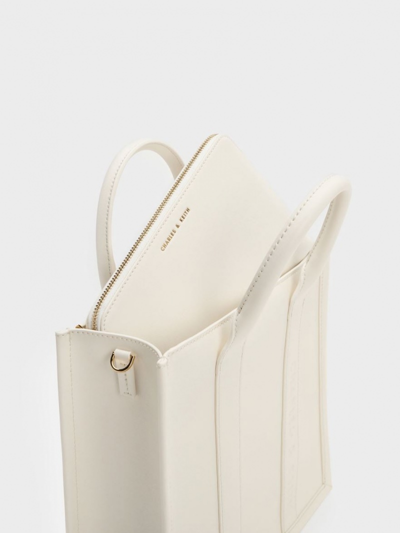 τσάντεσ tote Charles And Keith Clover Trapeze κρέμα | 89213-BMUF