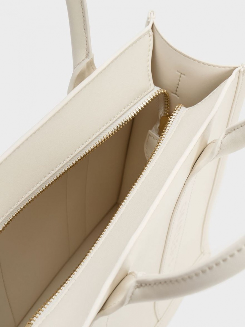 τσάντεσ tote Charles And Keith Clover Trapeze κρέμα | 89213-BMUF
