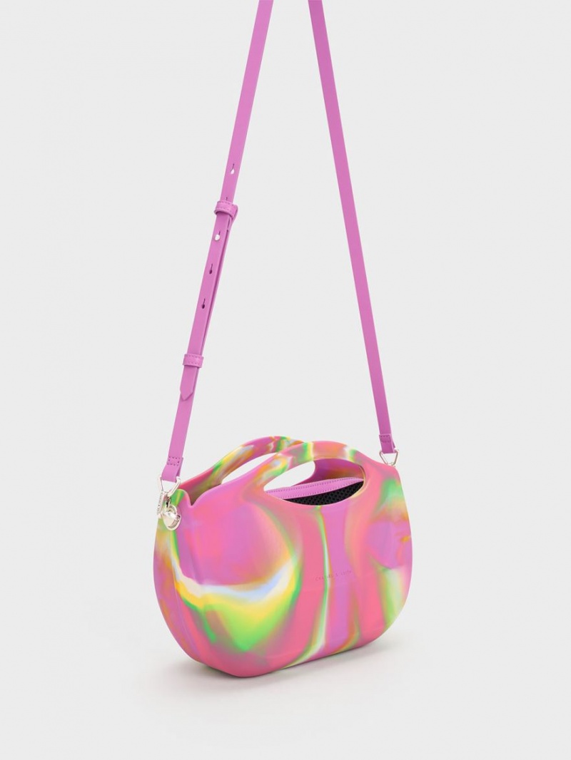 τσάντεσ tote Charles And Keith Cocoon Curved Handle Printed Πολύχρωμο | 10428-GKAY