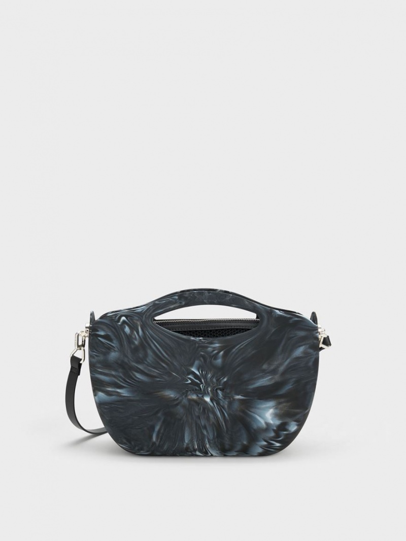 τσάντεσ tote Charles And Keith Cocoon Curved Handle Printed μαυρα | 74602-LFON