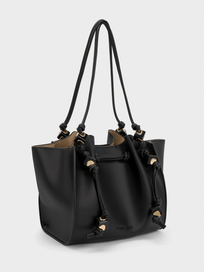 τσάντεσ tote Charles And Keith Cube Trapeze μαυρα | 39670-BDJU
