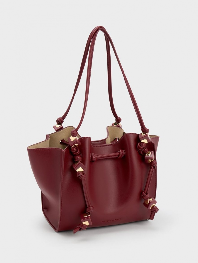 τσάντεσ tote Charles And Keith Cube Trapeze μπορντο | 78129-XLBI