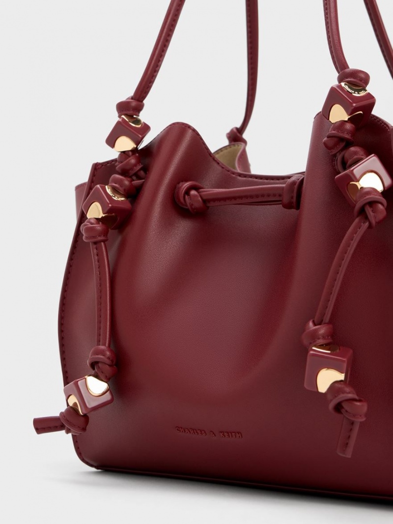 τσάντεσ tote Charles And Keith Cube Trapeze μπορντο | 78129-XLBI