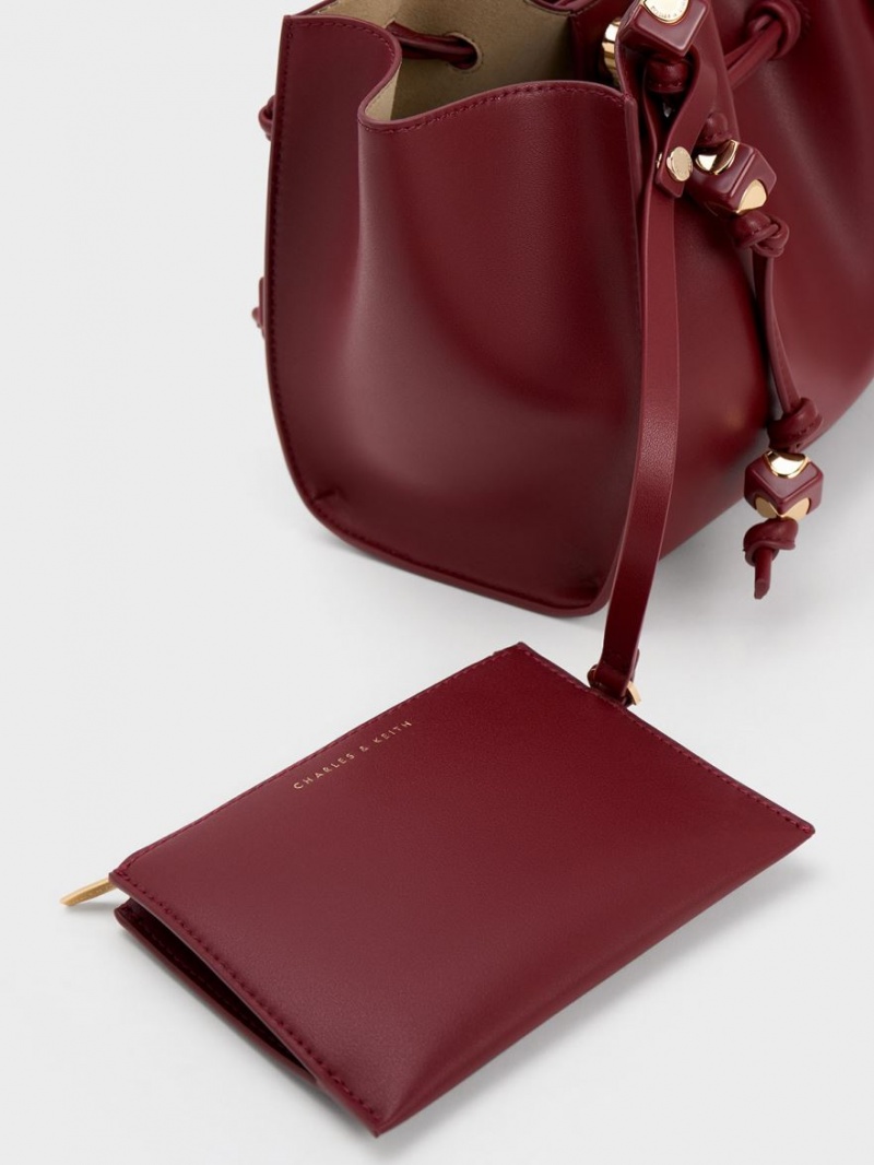 τσάντεσ tote Charles And Keith Cube Trapeze μπορντο | 78129-XLBI