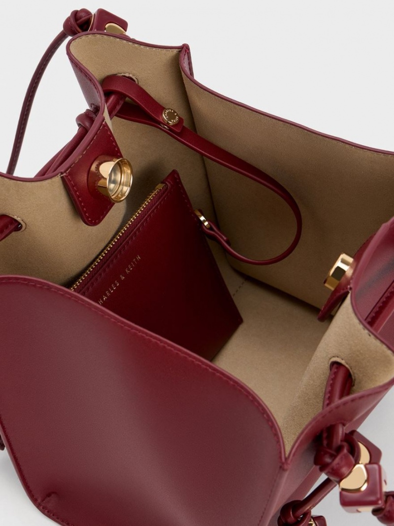 τσάντεσ tote Charles And Keith Cube Trapeze μπορντο | 78129-XLBI