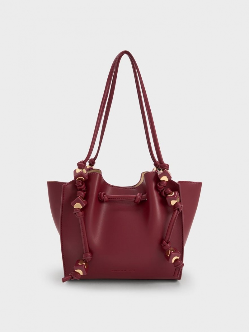 τσάντεσ tote Charles And Keith Cube Trapeze μπορντο | 78129-XLBI