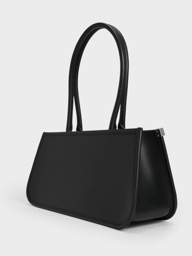 τσάντεσ tote Charles And Keith Curved Handle Geometric μαυρα | 72436-WIEO