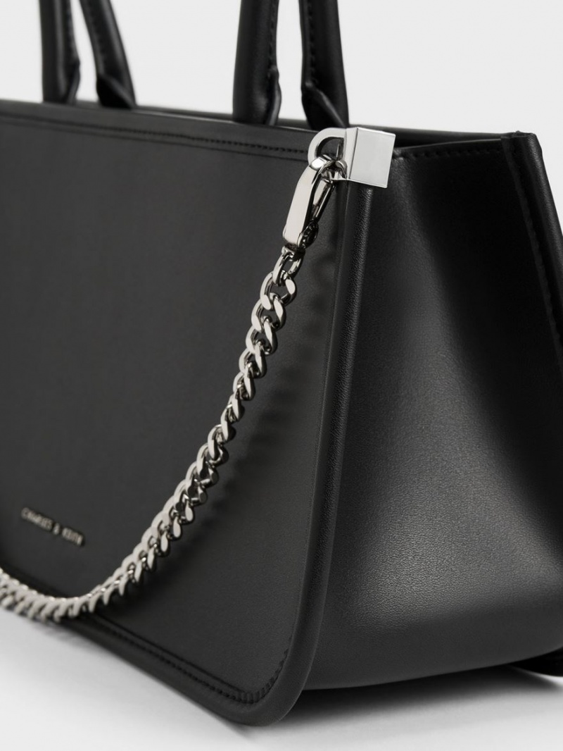 τσάντεσ tote Charles And Keith Curved Handle Geometric μαυρα | 72436-WIEO
