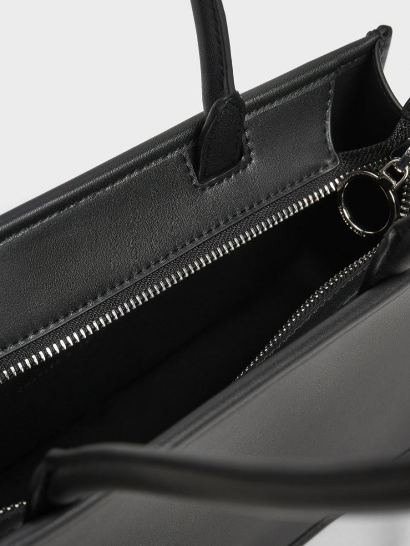 τσάντεσ tote Charles And Keith Curved Handle Geometric μαυρα | 72436-WIEO