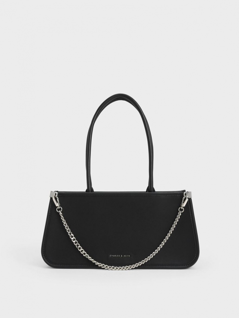 τσάντεσ tote Charles And Keith Curved Handle Geometric μαυρα | 72436-WIEO