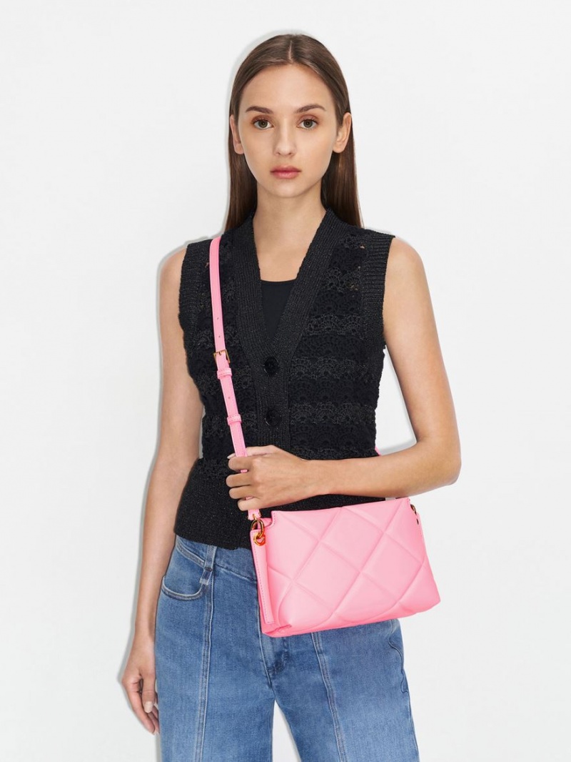 τσάντεσ tote Charles And Keith Danika Χοντρός Chain Με Επένδυση ροζ | 30781-YEGI