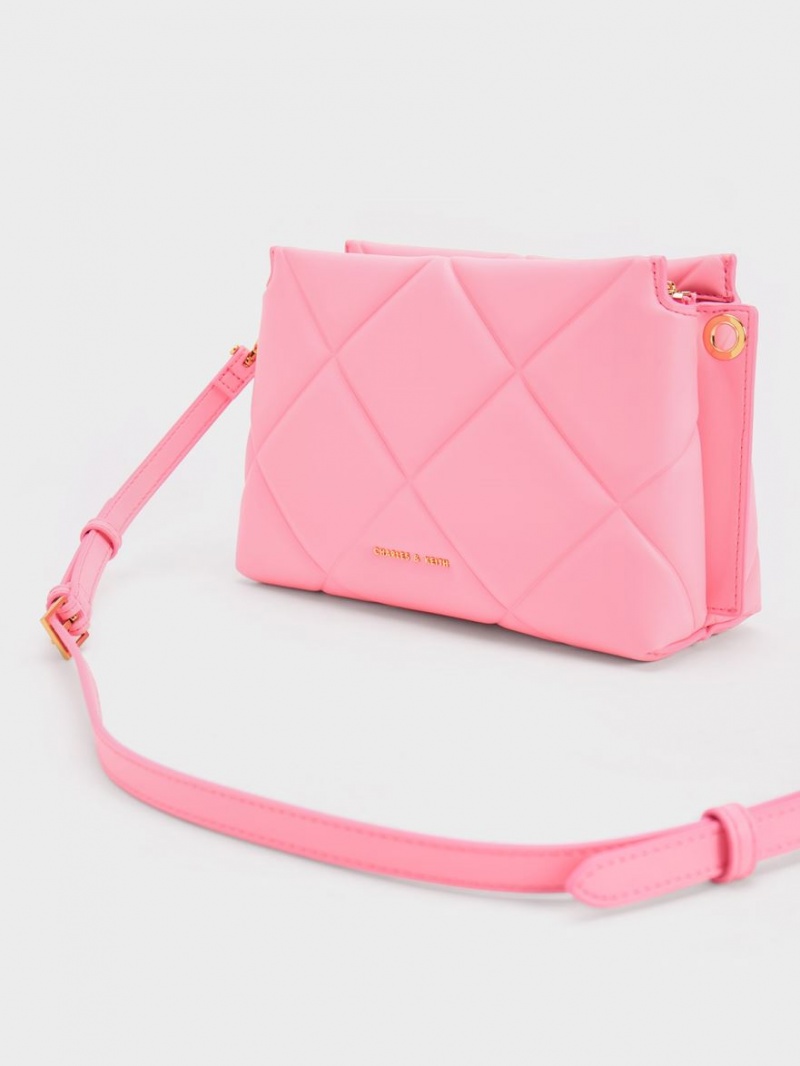 τσάντεσ tote Charles And Keith Danika Χοντρός Chain Με Επένδυση ροζ | 30781-YEGI