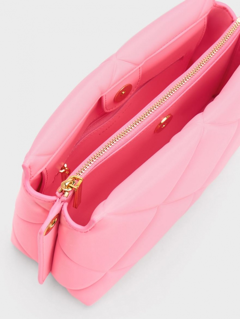 τσάντεσ tote Charles And Keith Danika Χοντρός Chain Με Επένδυση ροζ | 30781-YEGI