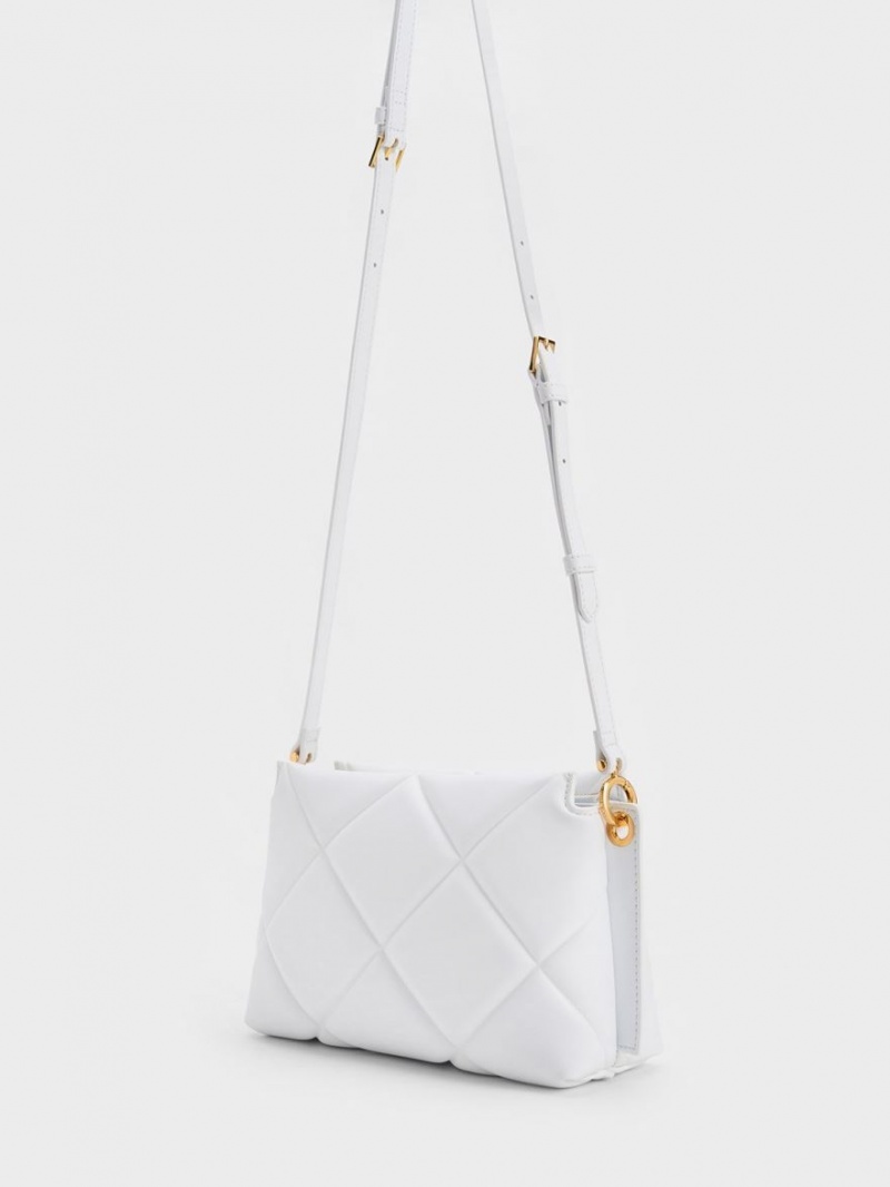 τσάντεσ tote Charles And Keith Danika Χοντρός Chain Με Επένδυση ασπρα | 02597-EBCD