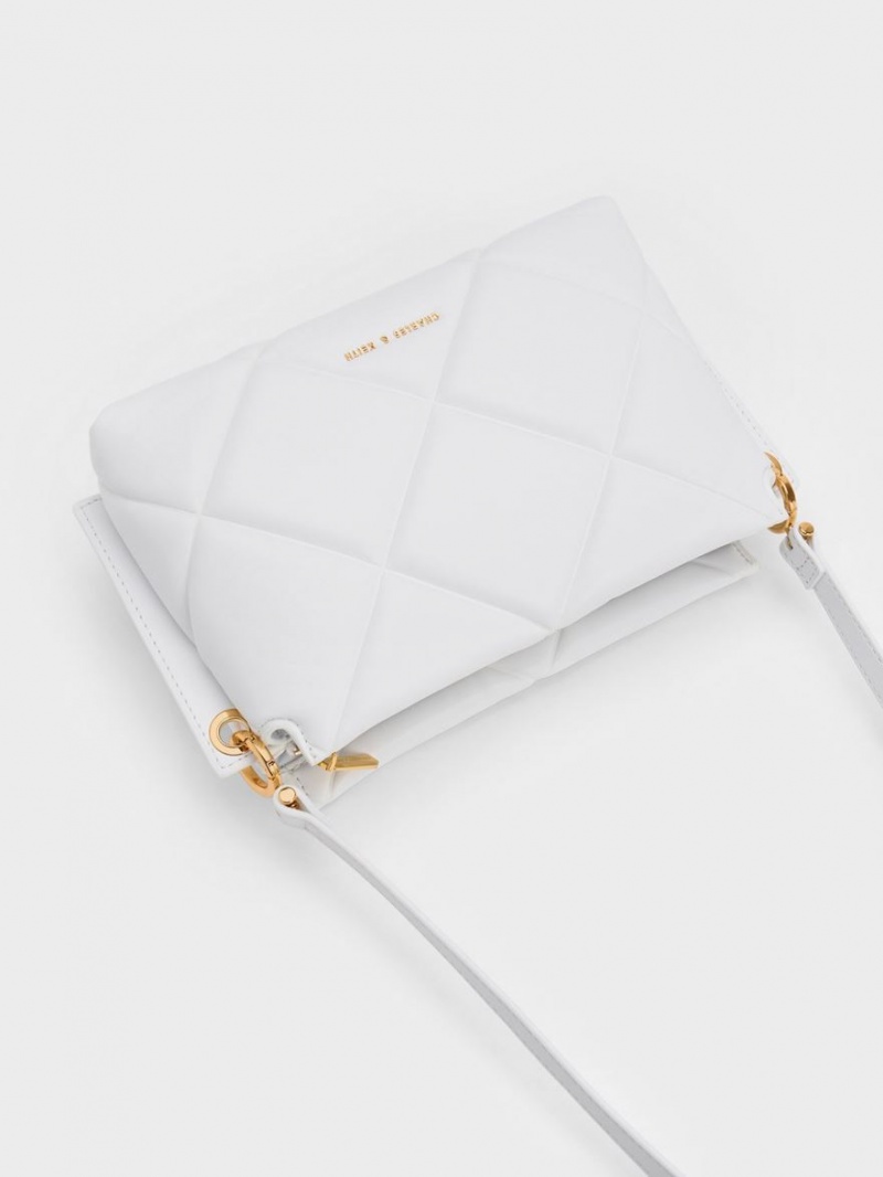 τσάντεσ tote Charles And Keith Danika Χοντρός Chain Με Επένδυση ασπρα | 02597-EBCD