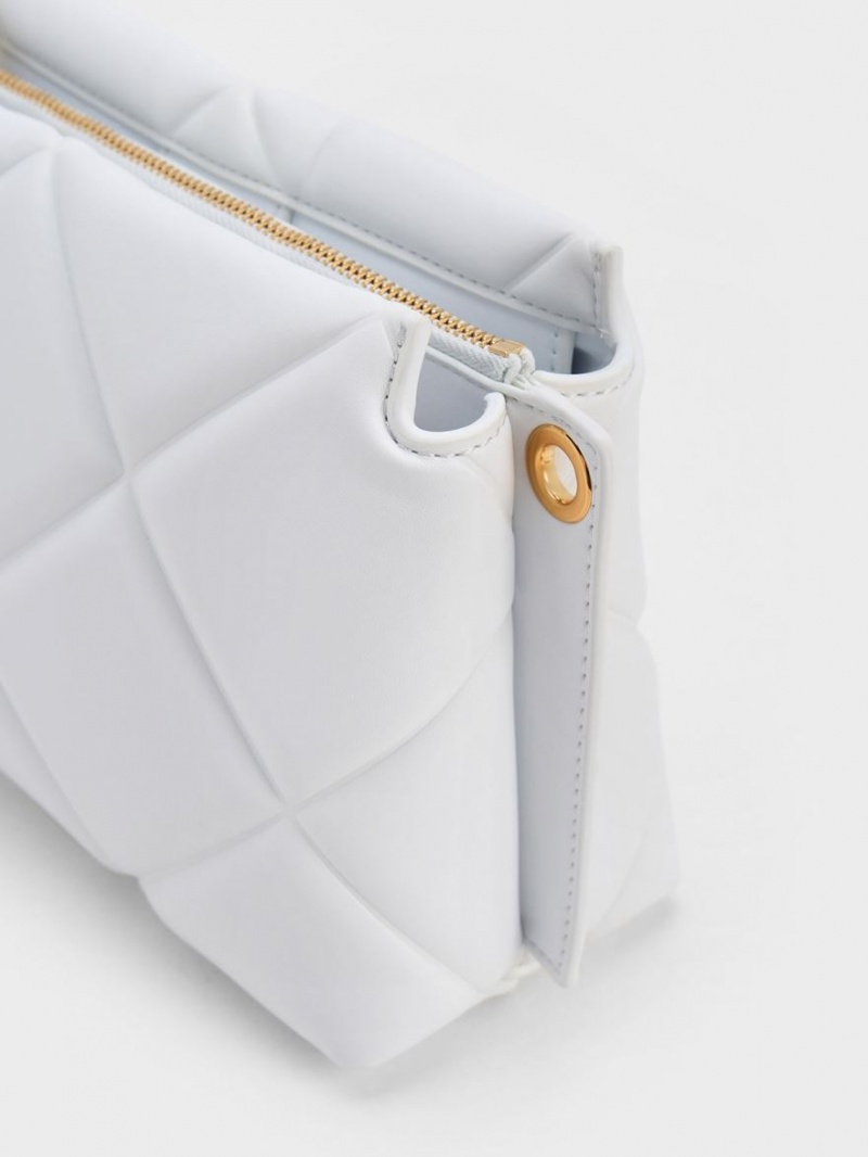 τσάντεσ tote Charles And Keith Danika Χοντρός Chain Με Επένδυση ασπρα | 02597-EBCD