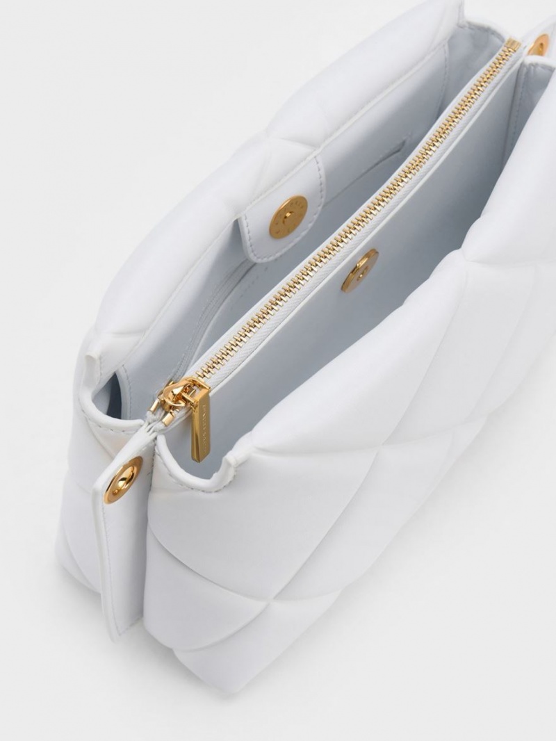 τσάντεσ tote Charles And Keith Danika Χοντρός Chain Με Επένδυση ασπρα | 02597-EBCD