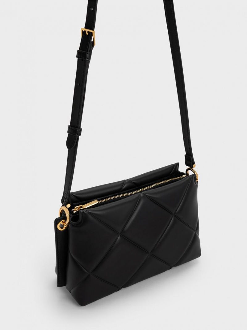 τσάντεσ tote Charles And Keith Danika Χοντρός Chain Με Επένδυση μαυρα | 70526-TPDI