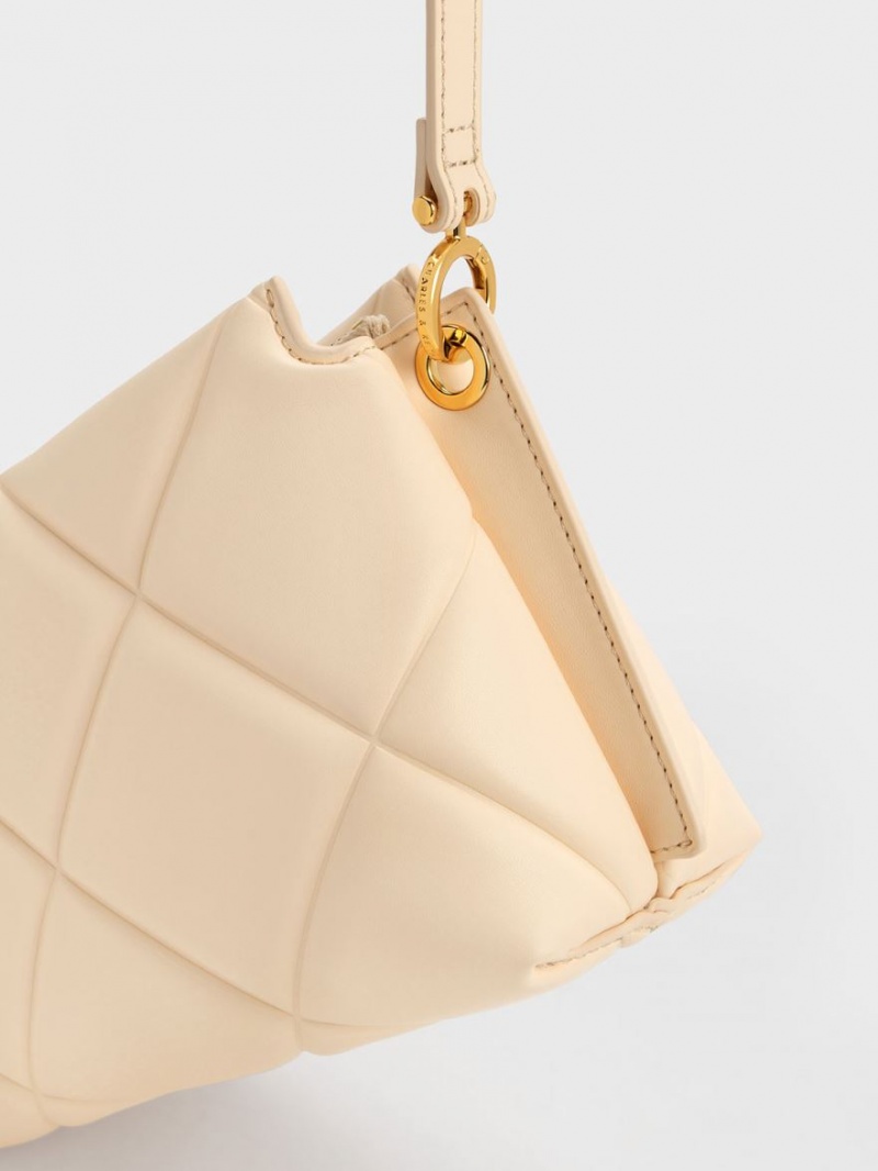 τσάντεσ tote Charles And Keith Danika Χοντρός Chain Με Επένδυση Μπεζ | 59370-KBMT