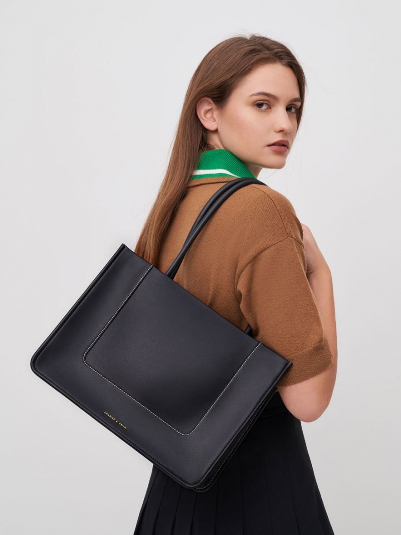 τσάντεσ tote Charles And Keith Daylla Large μαυρα | 84197-KECF