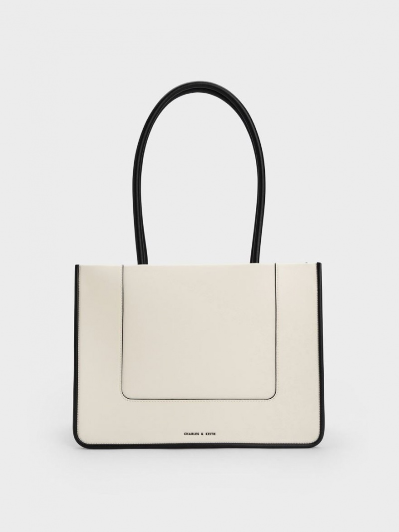 τσάντεσ tote Charles And Keith Daylla κρέμα | 27941-EYVH
