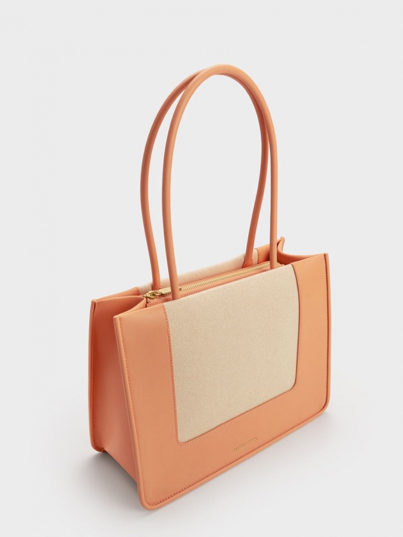 τσάντεσ tote Charles And Keith Daylla καμβα πορτοκαλι | 50329-FYME
