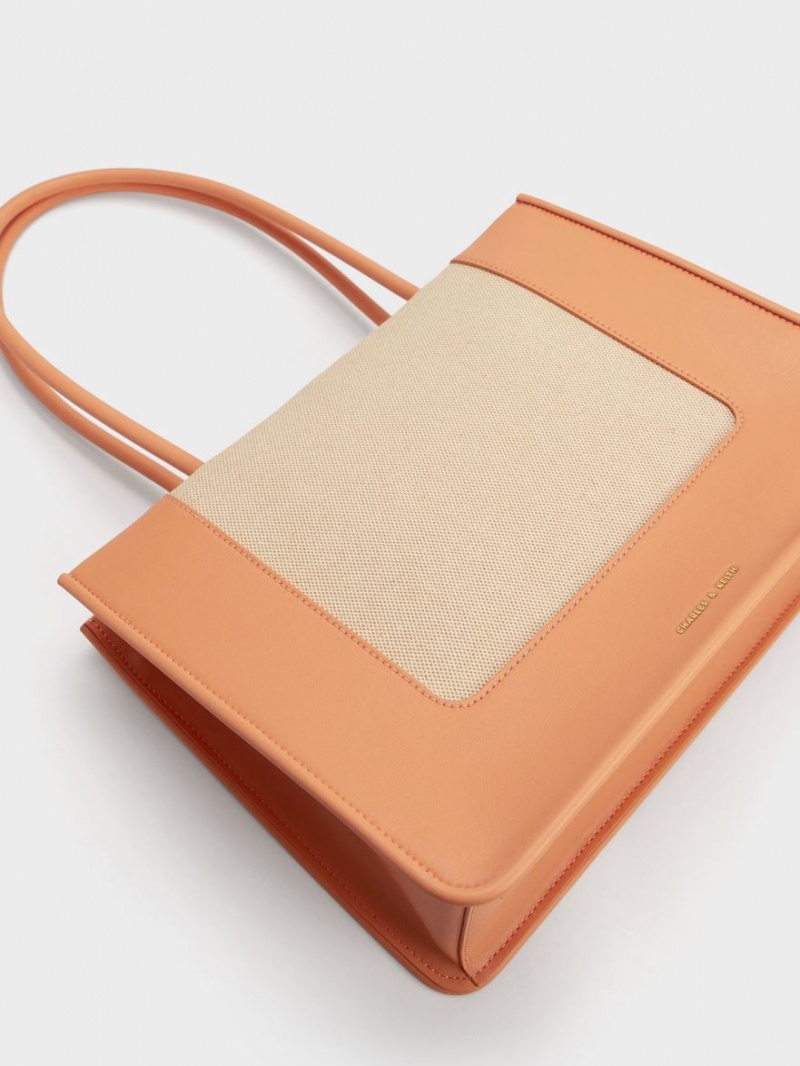 τσάντεσ tote Charles And Keith Daylla καμβα πορτοκαλι | 50329-FYME