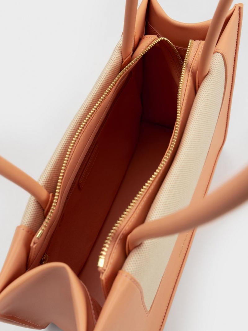 τσάντεσ tote Charles And Keith Daylla καμβα πορτοκαλι | 50329-FYME