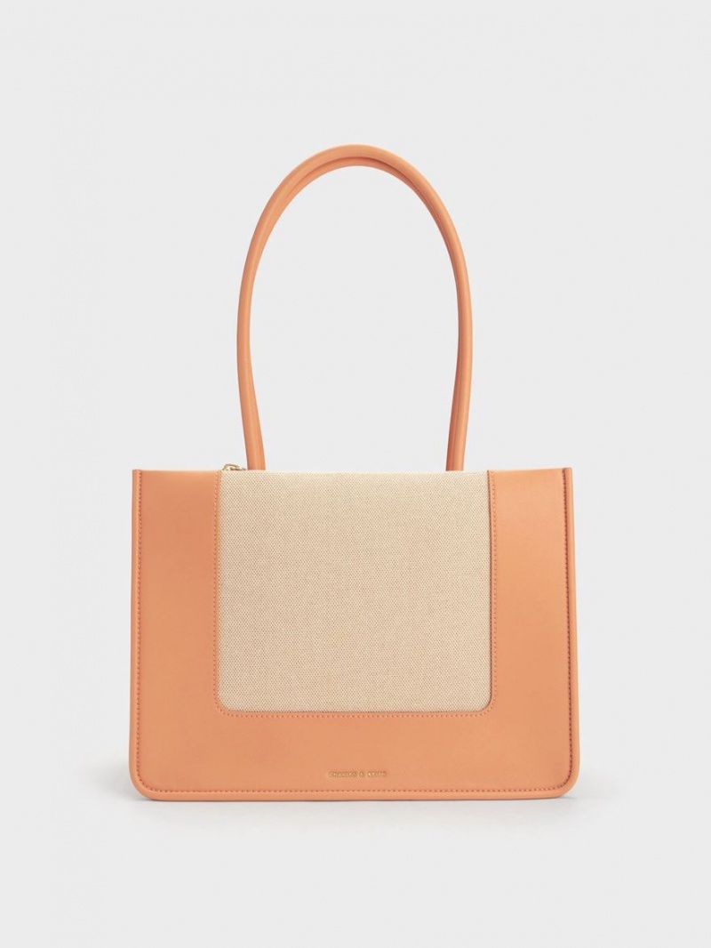 τσάντεσ tote Charles And Keith Daylla καμβα πορτοκαλι | 50329-FYME