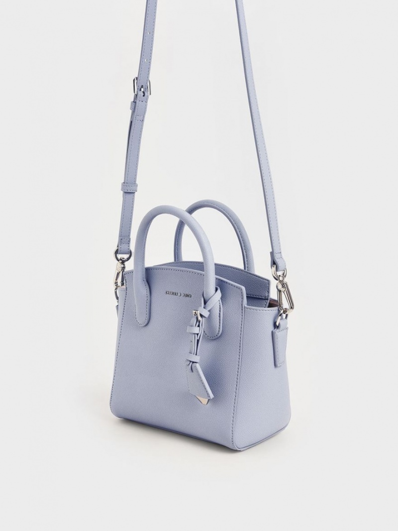τσάντεσ tote Charles And Keith Double Handle Trapeze ανοιχτο μπλε | 24679-HJXL