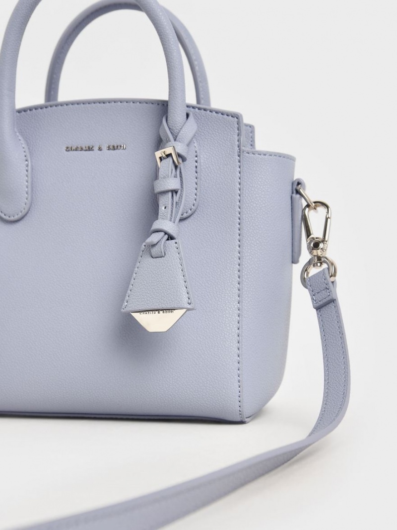 τσάντεσ tote Charles And Keith Double Handle Trapeze ανοιχτο μπλε | 24679-HJXL
