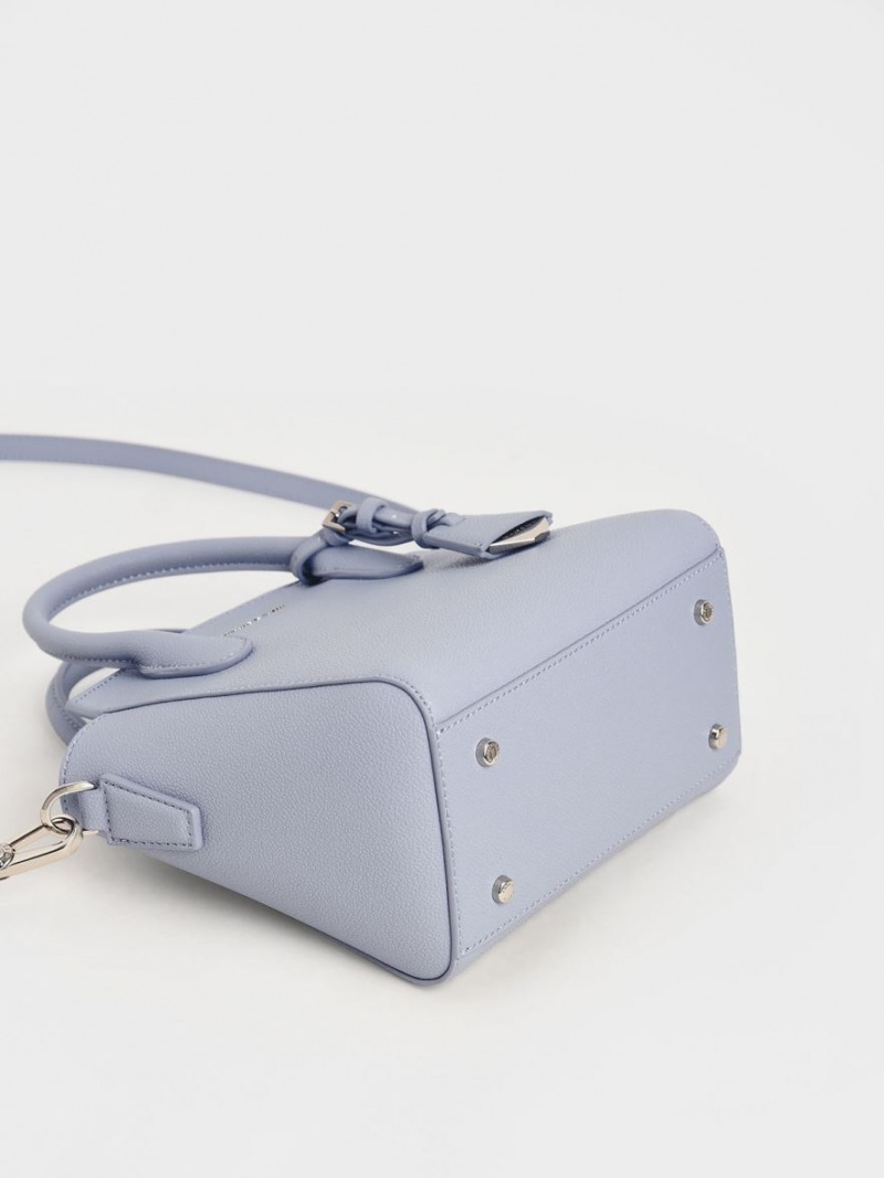τσάντεσ tote Charles And Keith Double Handle Trapeze ανοιχτο μπλε | 24679-HJXL