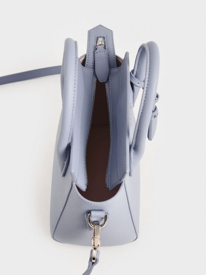 τσάντεσ tote Charles And Keith Double Handle Trapeze ανοιχτο μπλε | 24679-HJXL