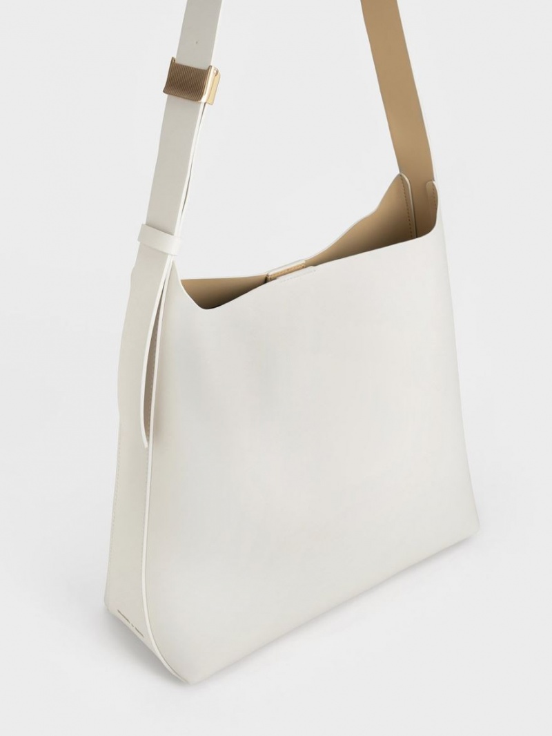 τσάντεσ tote Charles And Keith Edna κρέμα | 58206-MFNB