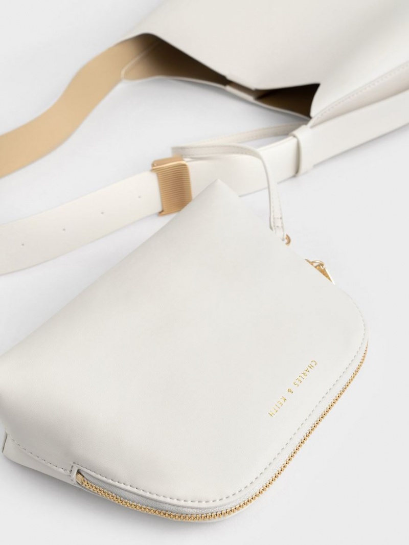 τσάντεσ tote Charles And Keith Edna κρέμα | 58206-MFNB