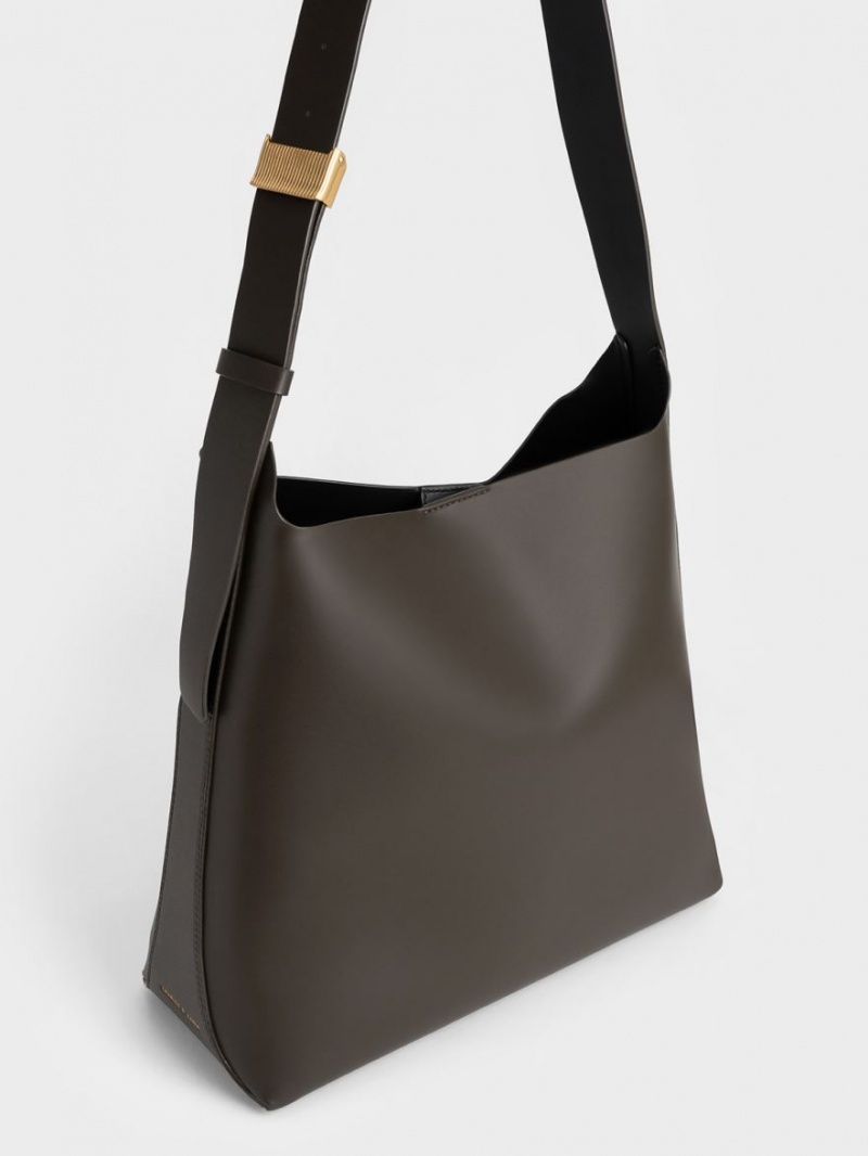 τσάντεσ tote Charles And Keith Edna σκούρο καφε | 01584-MHPY