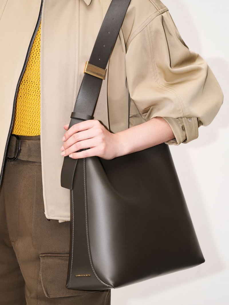 τσάντεσ tote Charles And Keith Edna σκούρο καφε | 01584-MHPY