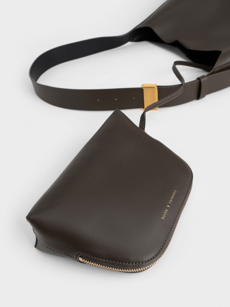τσάντεσ tote Charles And Keith Edna σκούρο καφε | 01584-MHPY