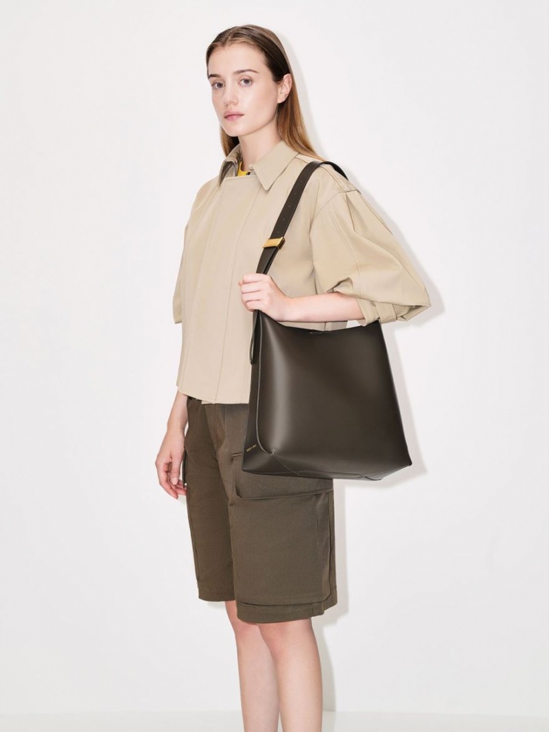τσάντεσ tote Charles And Keith Edna σκούρο καφε | 01584-MHPY