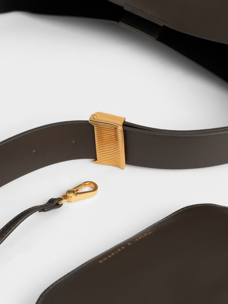 τσάντεσ tote Charles And Keith Edna σκούρο καφε | 01584-MHPY