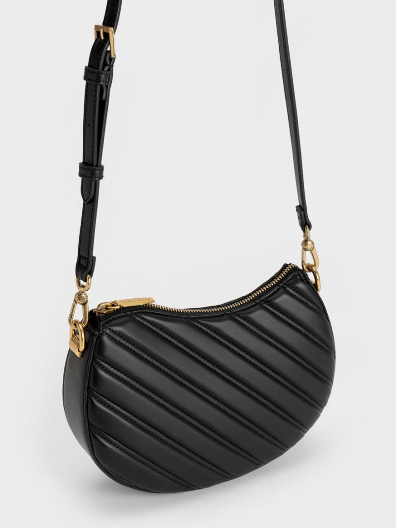 τσάντεσ tote Charles And Keith Freja Curved Panelled μαυρα | 50487-CFIM