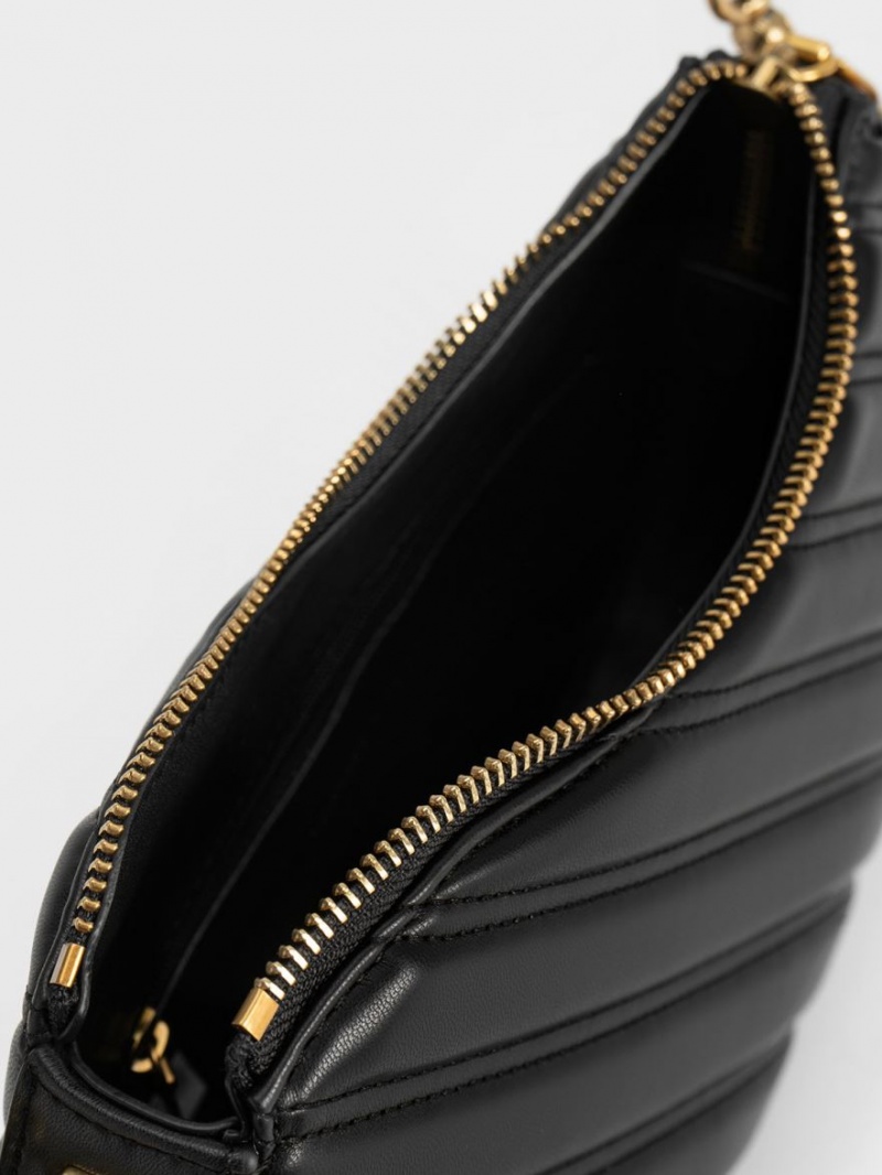 τσάντεσ tote Charles And Keith Freja Curved Panelled μαυρα | 50487-CFIM