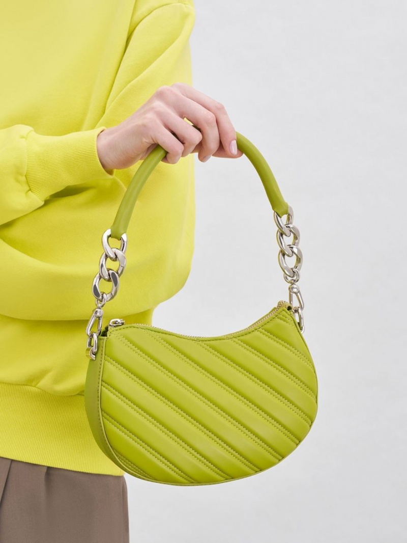 τσάντεσ tote Charles And Keith Freja Curved Panelled ανοιχτο πρασινο | 82745-NYPD