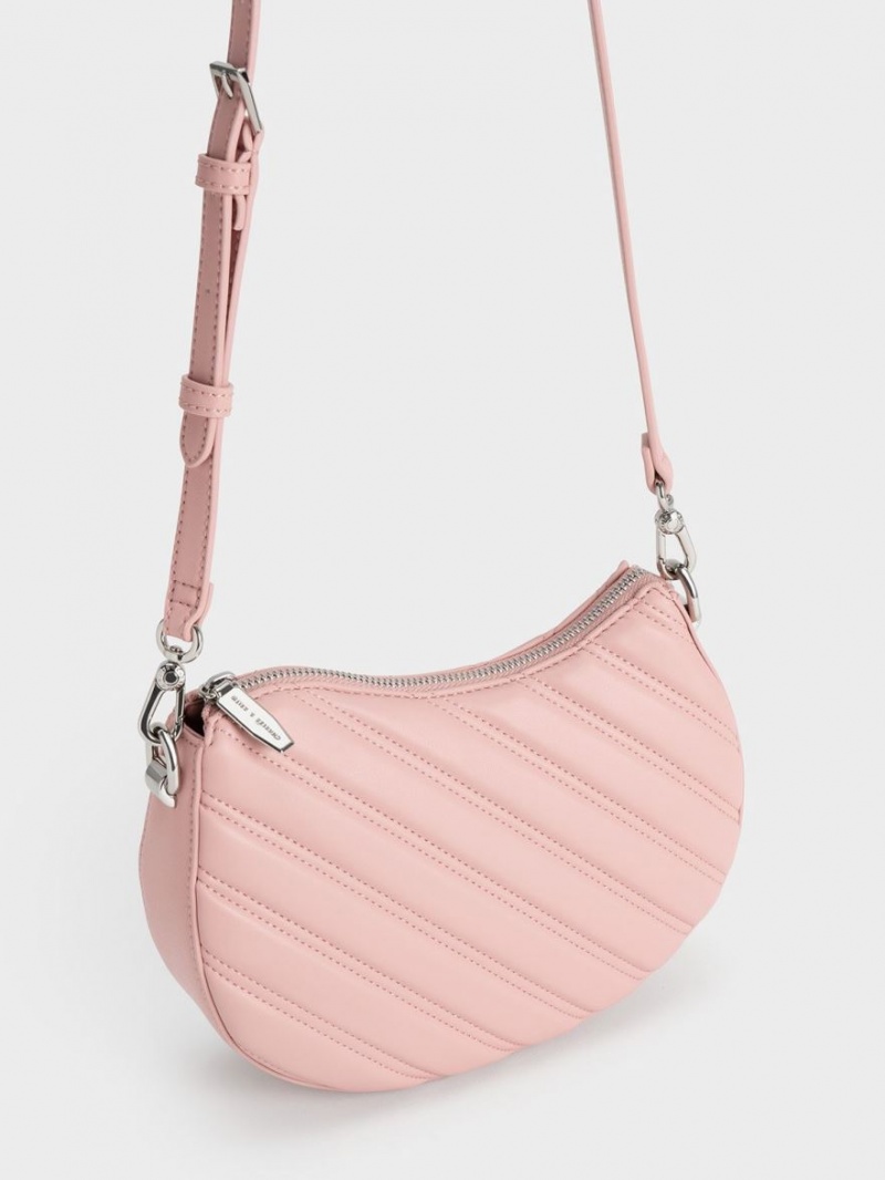 τσάντεσ tote Charles And Keith Freja Curved Panelled ανοιχτο ροζ | 27581-UJBK