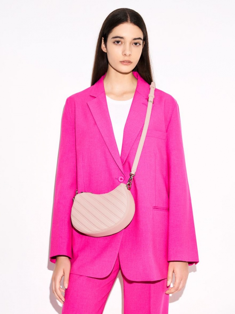 τσάντεσ tote Charles And Keith Freja Curved Panelled ανοιχτο ροζ | 27581-UJBK