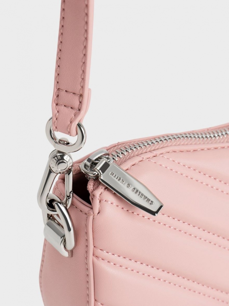 τσάντεσ tote Charles And Keith Freja Curved Panelled ανοιχτο ροζ | 27581-UJBK