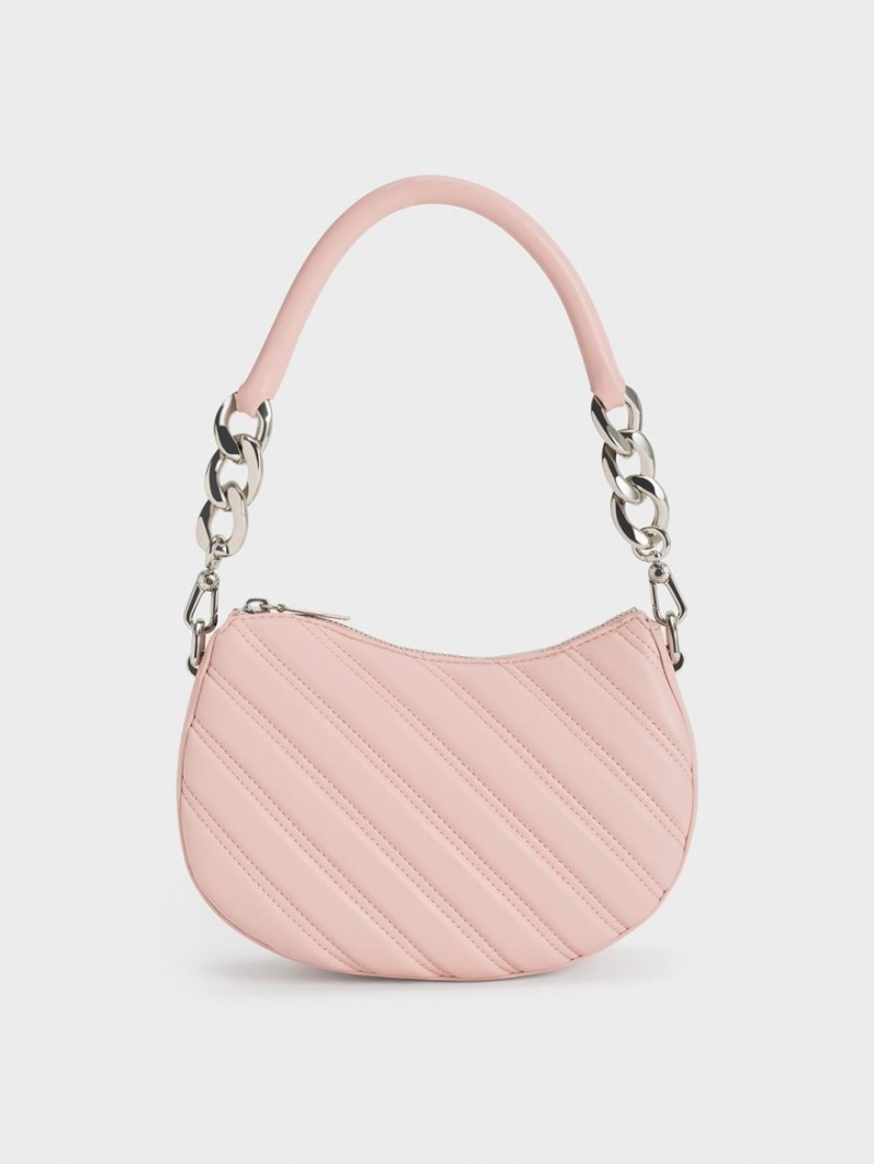 τσάντεσ tote Charles And Keith Freja Curved Panelled ανοιχτο ροζ | 27581-UJBK