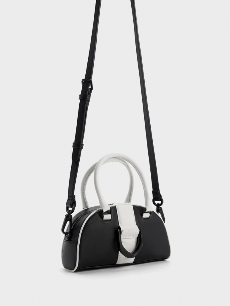 τσάντεσ tote Charles And Keith Gabine Two-Tone δερματινα Bowling μαυρα | 27659-UINV