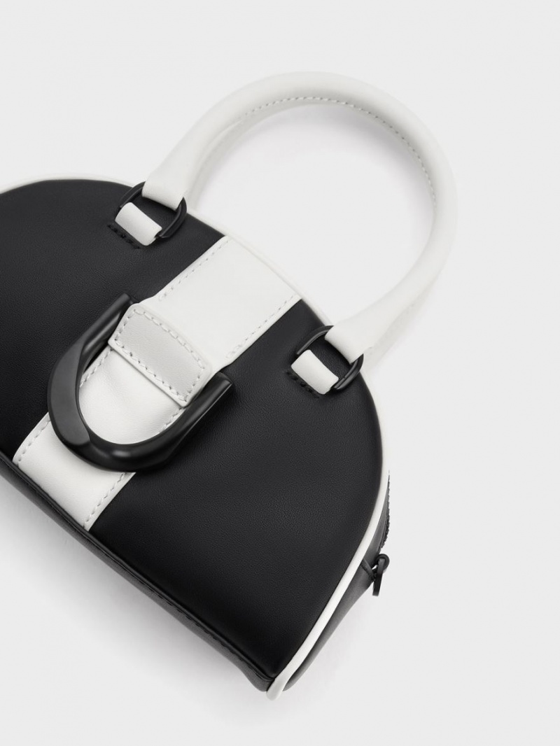 τσάντεσ tote Charles And Keith Gabine Two-Tone δερματινα Bowling μαυρα | 27659-UINV